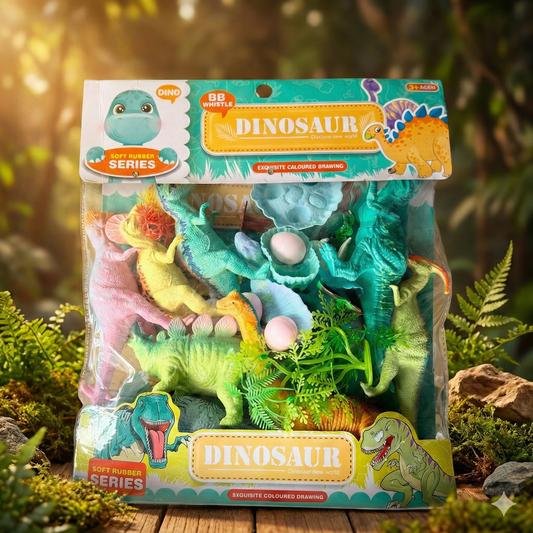 Set de 5 Dinosaurios de Goma Suave (Soft Rubber) - Colección Primera Infancia Dino Planet