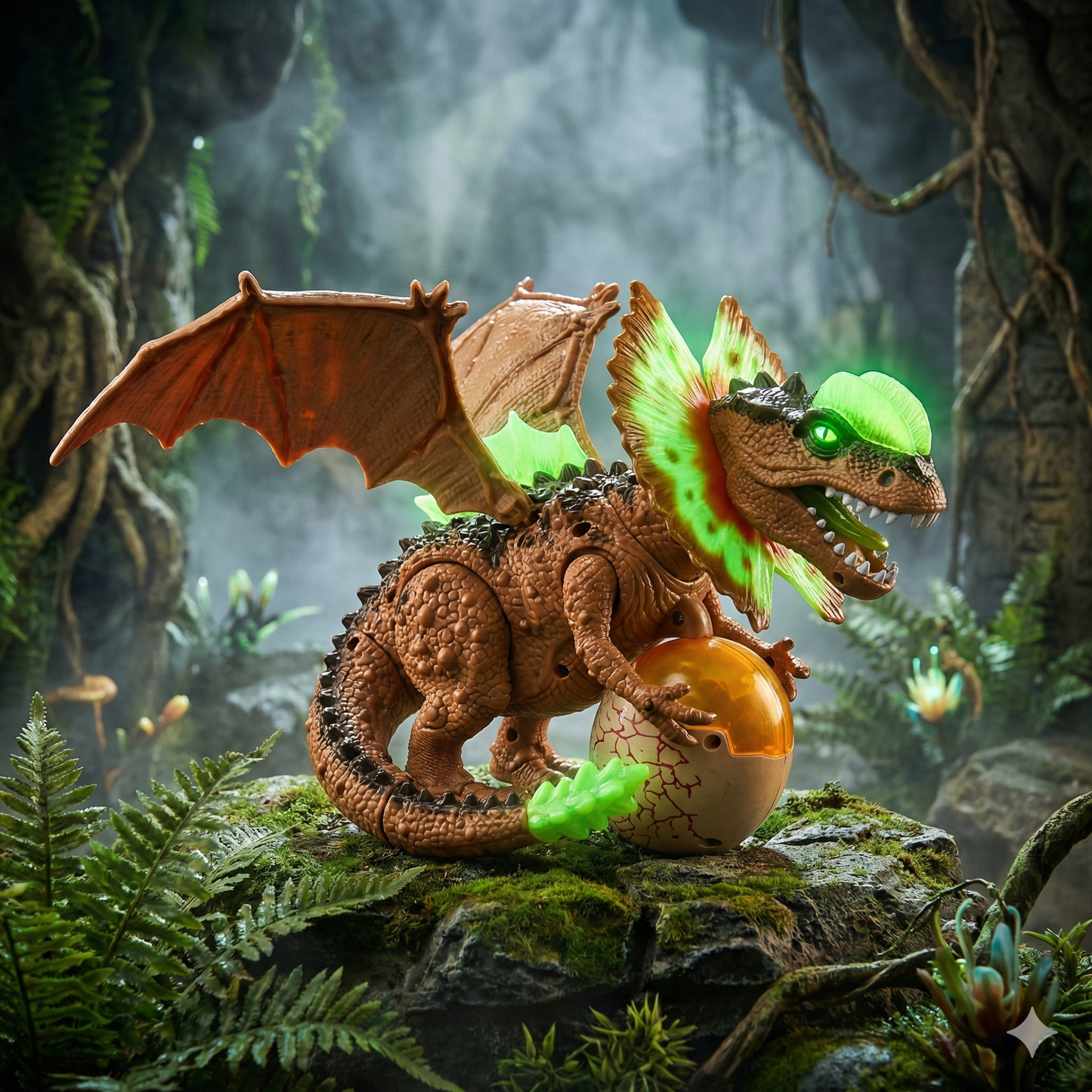 Figura de Dino Dragón Marrón Majestuoso con Base - Colección Épica Dino Planet