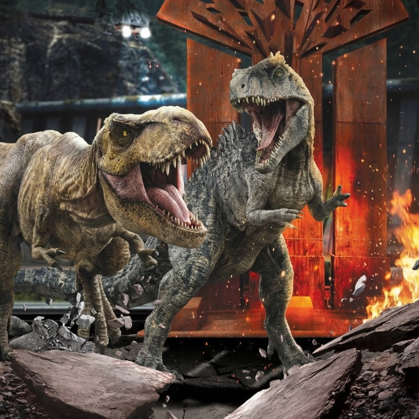 Rompecabezas 3D T-Rex vs Giganotosaurus Mundo Jurásico (150 Piezas) - Juguete Prime 3D