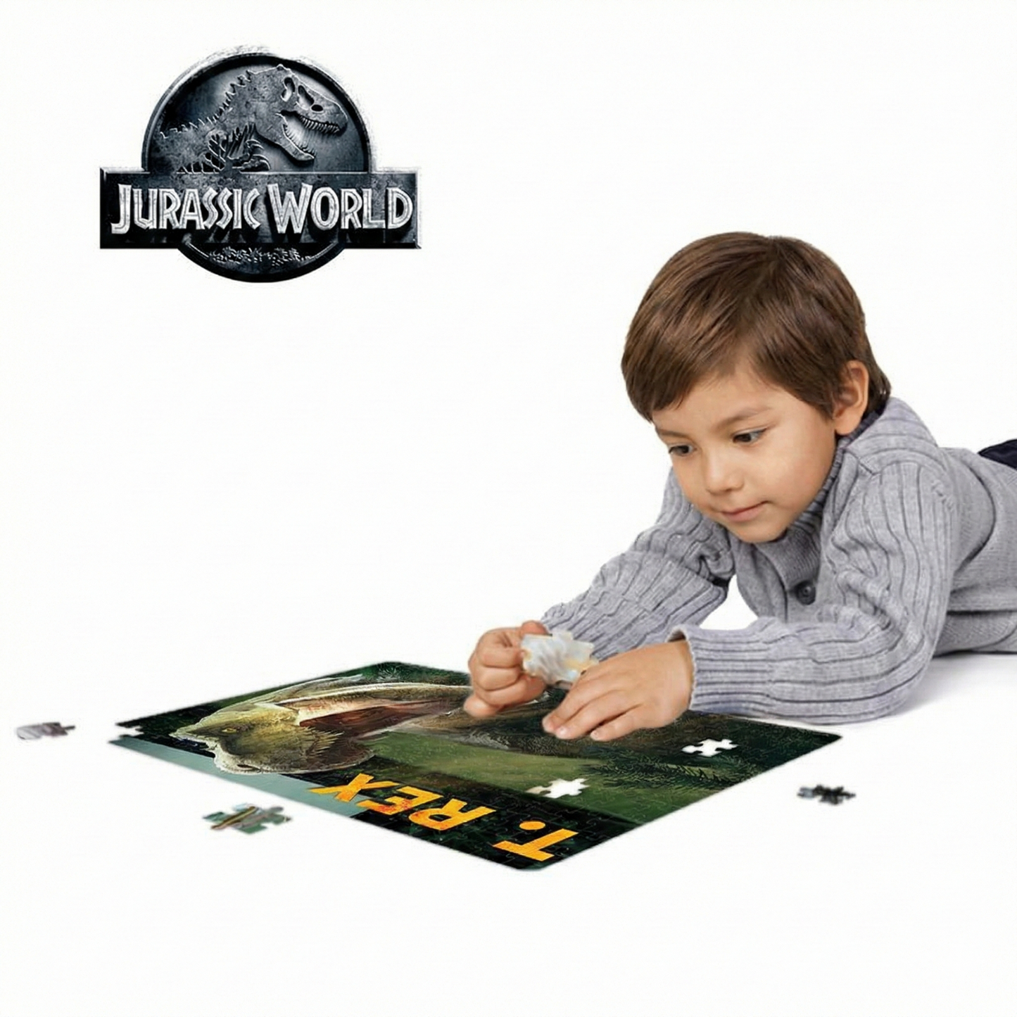 Rompecabezas 3D T-Rex vs Atrociraptor Mundo Jurásico (200 Piezas) - Juguete Prime 3D