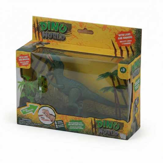 Figura de Dinosaurio Velociraptor con Sonido - Juguete Dino World