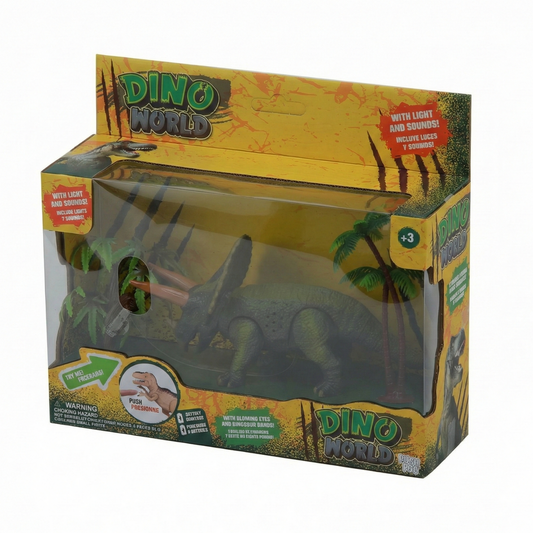 Figura de Dinosaurio Triceratops con Sonido Realista - Juguete Dino World